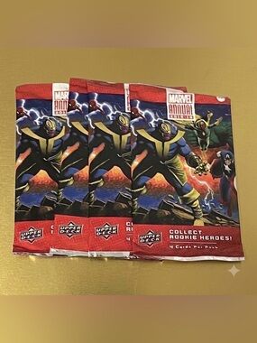 🌸 New Unopened Factory Sealed Marvel 4 Packs of Cards, 4 Cards Per Pack